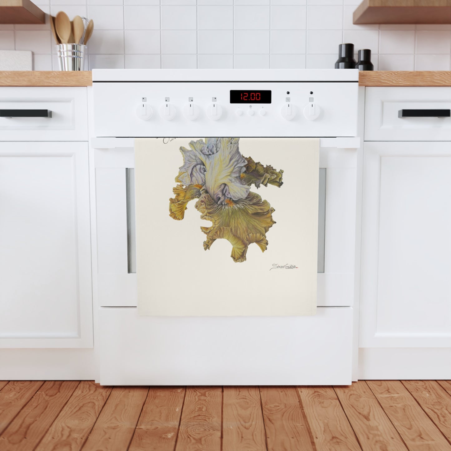 Cotton Tea Towel - Botanical Bearded Iris Print