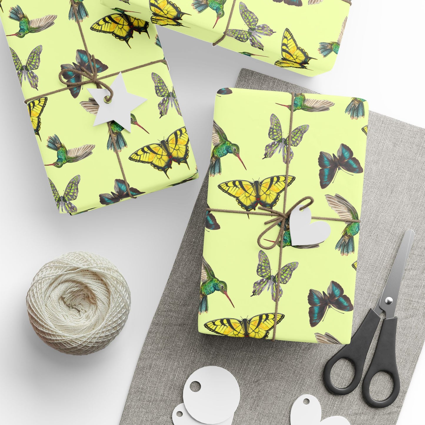 Butterfly & Bird Wrapping Paper - Eco-Friendly Gift Wrap, Floral Design for Holidays, Birthdays, Special Occasions, Artisan Decor