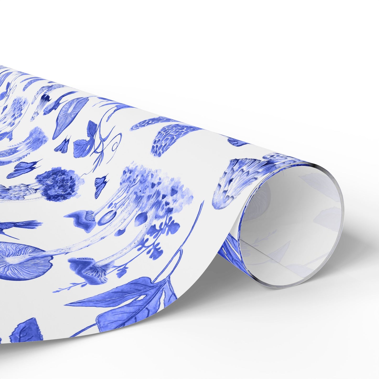 Elegant Floral Wrapping Paper, Gift Wrap for Special Occasions, Blue Botanical Design, Eco-Friendly Gift Wrap, Wrapping Paper Roll