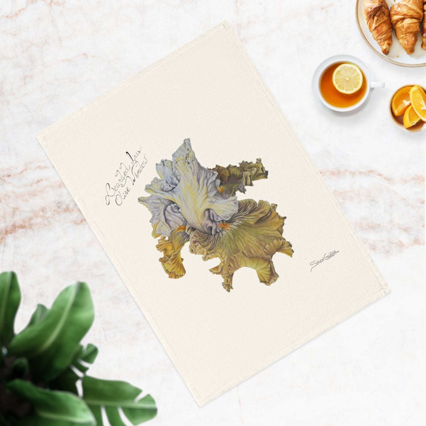 Cotton Tea Towel - Botanical Bearded Iris Print