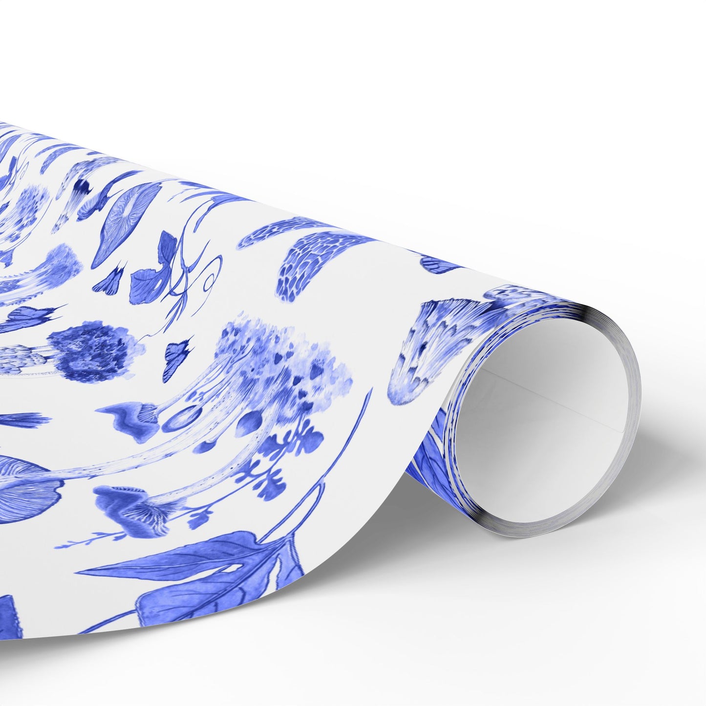 Elegant Floral Wrapping Paper, Gift Wrap for Special Occasions, Blue Botanical Design, Eco-Friendly Gift Wrap, Wrapping Paper Roll