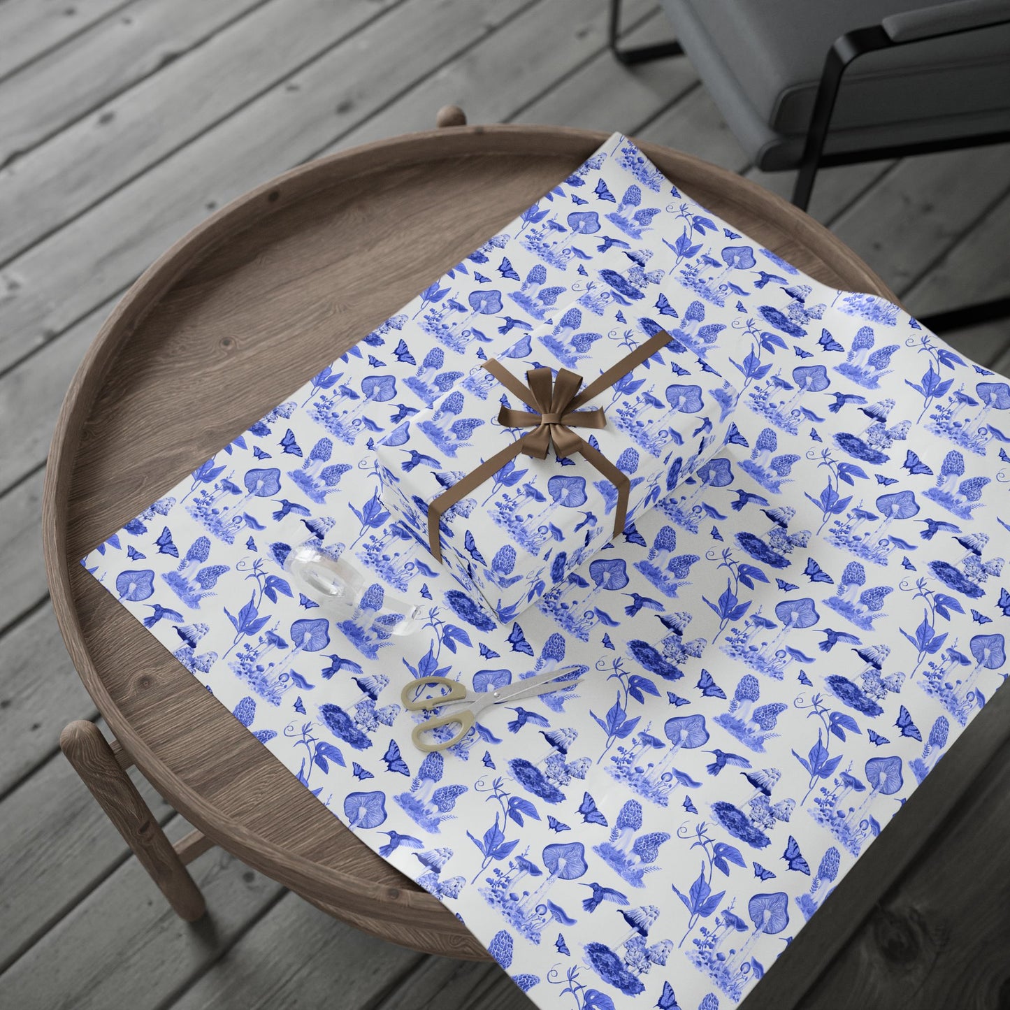 Elegant Floral Wrapping Paper, Gift Wrap for Special Occasions, Blue Botanical Design, Eco-Friendly Gift Wrap, Wrapping Paper Roll