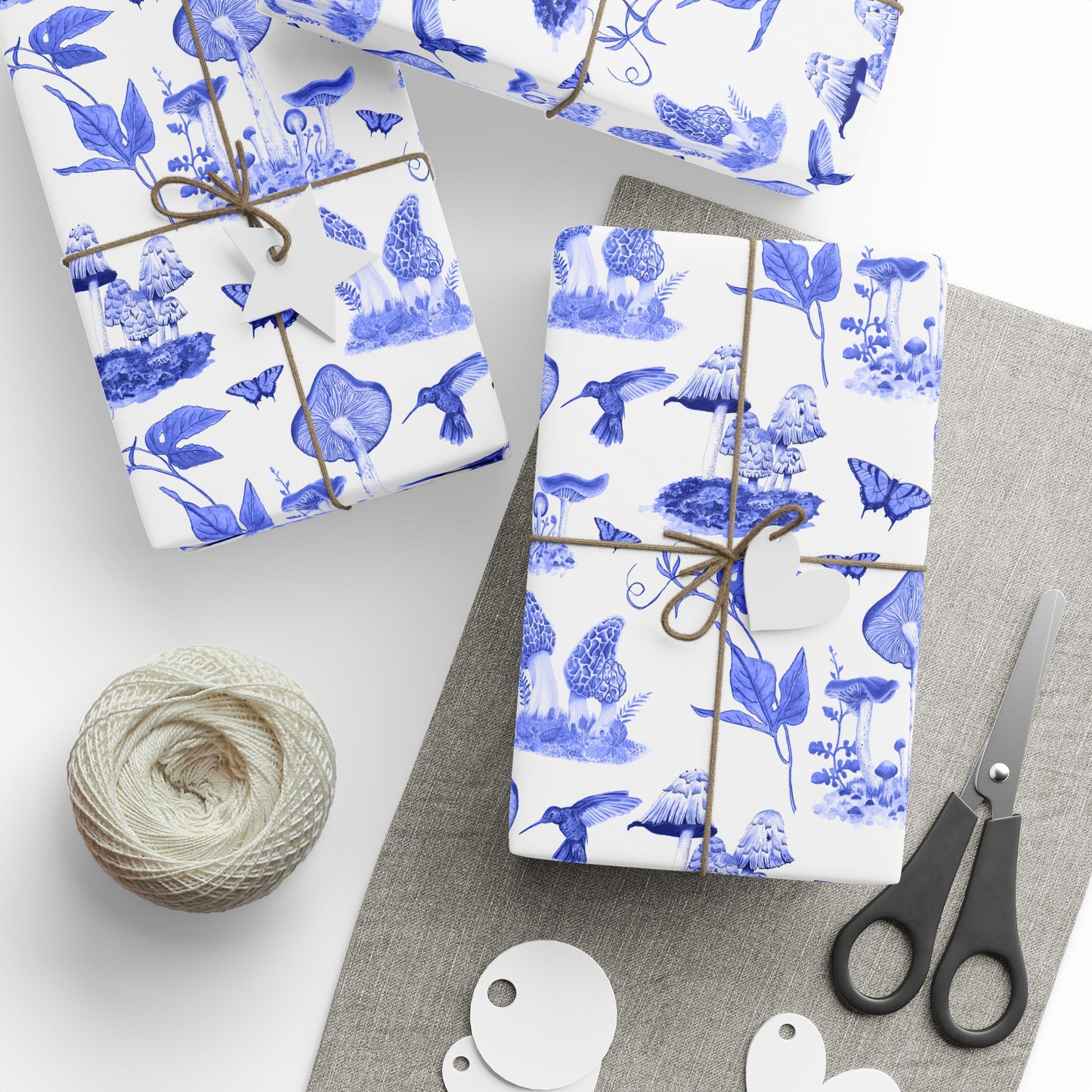 Elegant Floral Wrapping Paper, Gift Wrap for Special Occasions, Blue Botanical Design, Eco-Friendly Gift Wrap, Wrapping Paper Roll