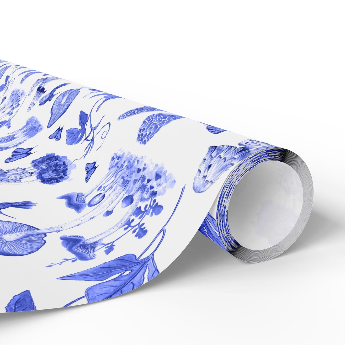 Elegant Floral Wrapping Paper, Gift Wrap for Special Occasions, Blue Botanical Design, Eco-Friendly Gift Wrap, Wrapping Paper Roll