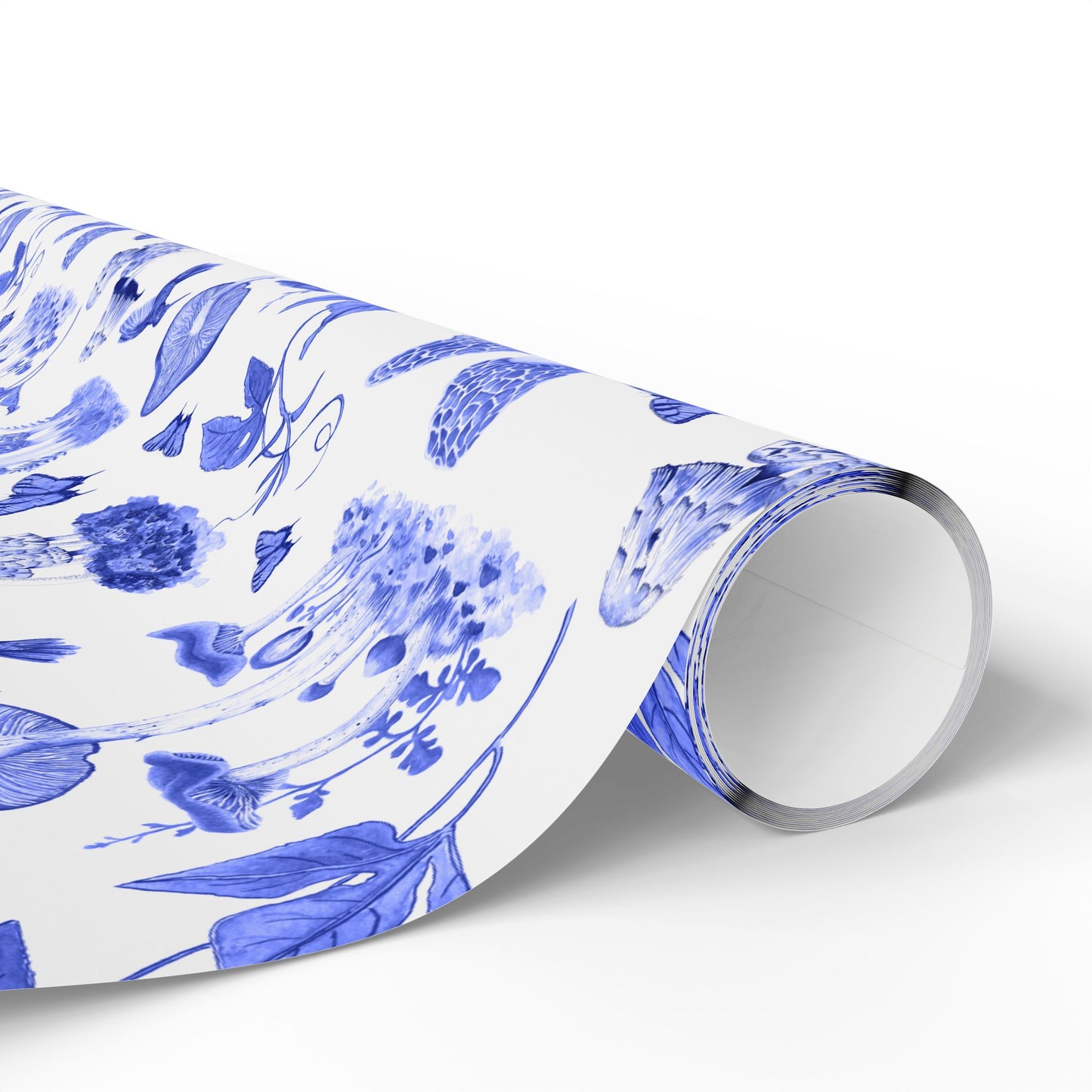 Elegant Floral Wrapping Paper, Gift Wrap for Special Occasions, Blue Botanical Design, Eco-Friendly Gift Wrap, Wrapping Paper Roll