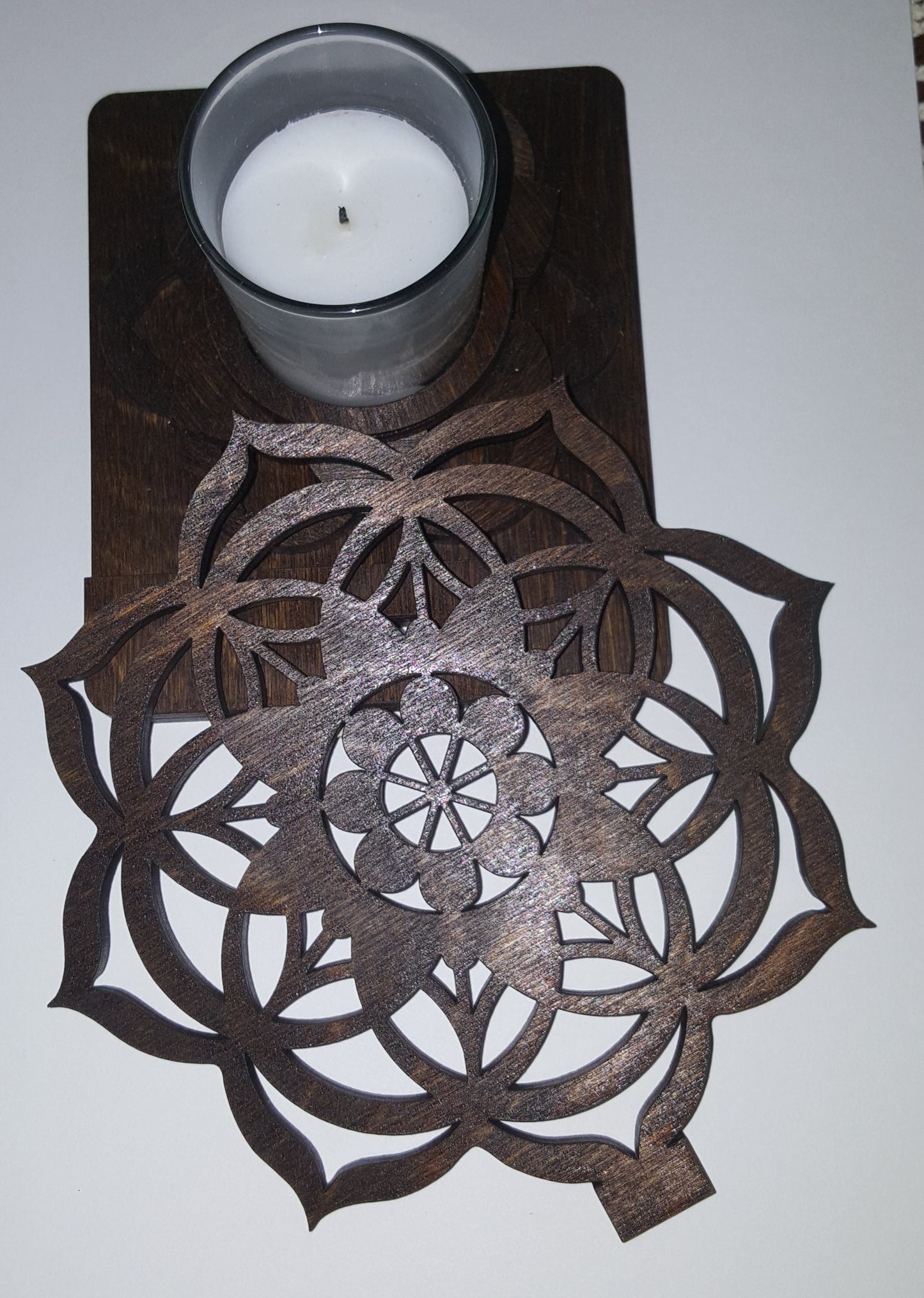 Tea Light Candle Lamp - Carved Mandala Flower