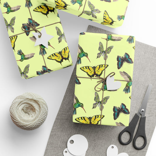 Butterfly & Bird Wrapping Paper - Eco-Friendly Gift Wrap, Floral Design for Holidays, Birthdays, Special Occasions, Artisan Decor