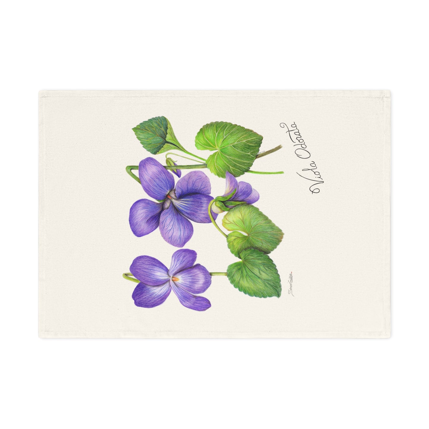 Botanical Cotton Tea Towel with Violets