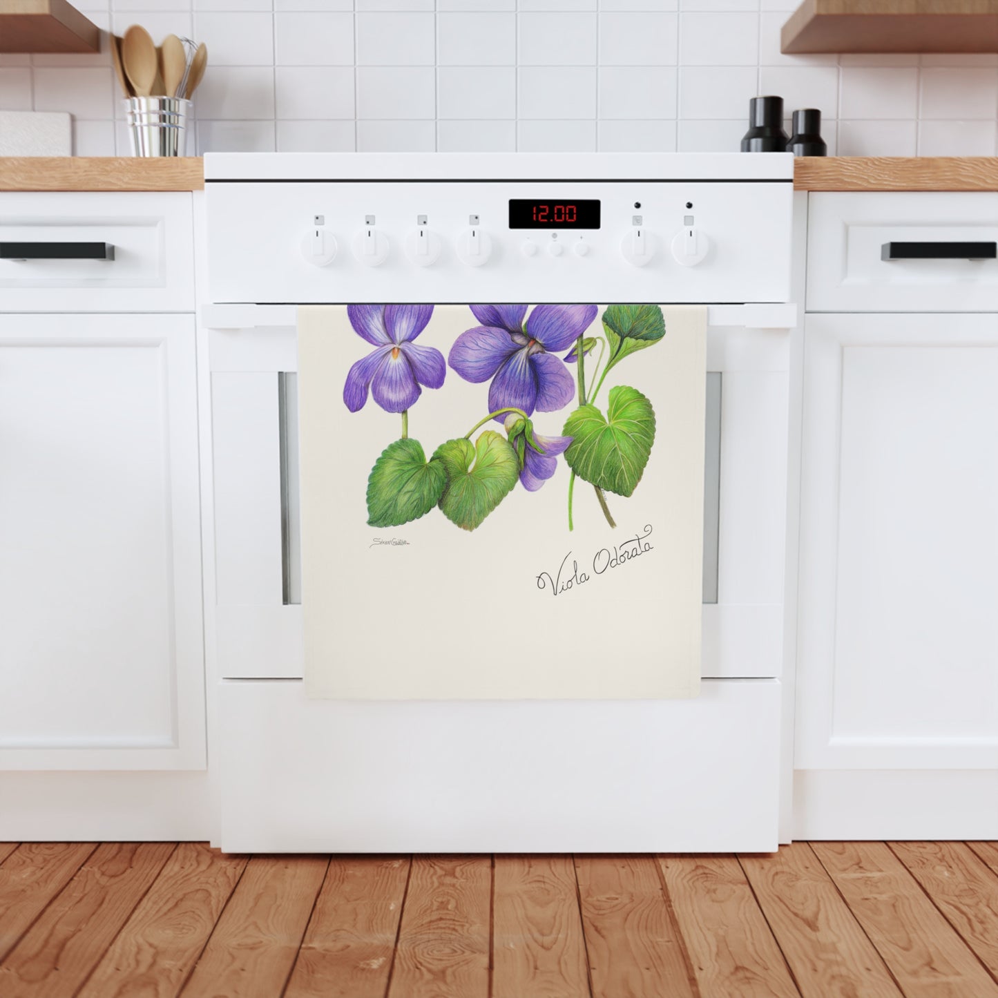 Botanical Cotton Tea Towel with Violets