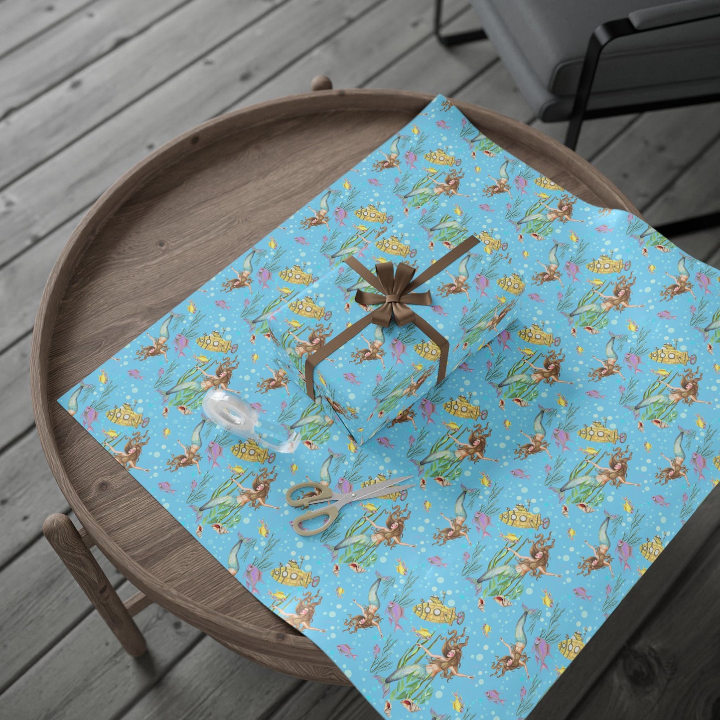 Mermaid Themed Wrapping Paper, Ocean Party Gift Wrap, Birthday & Holiday Wrap, Nautical Decor, Unique Gift Presentation