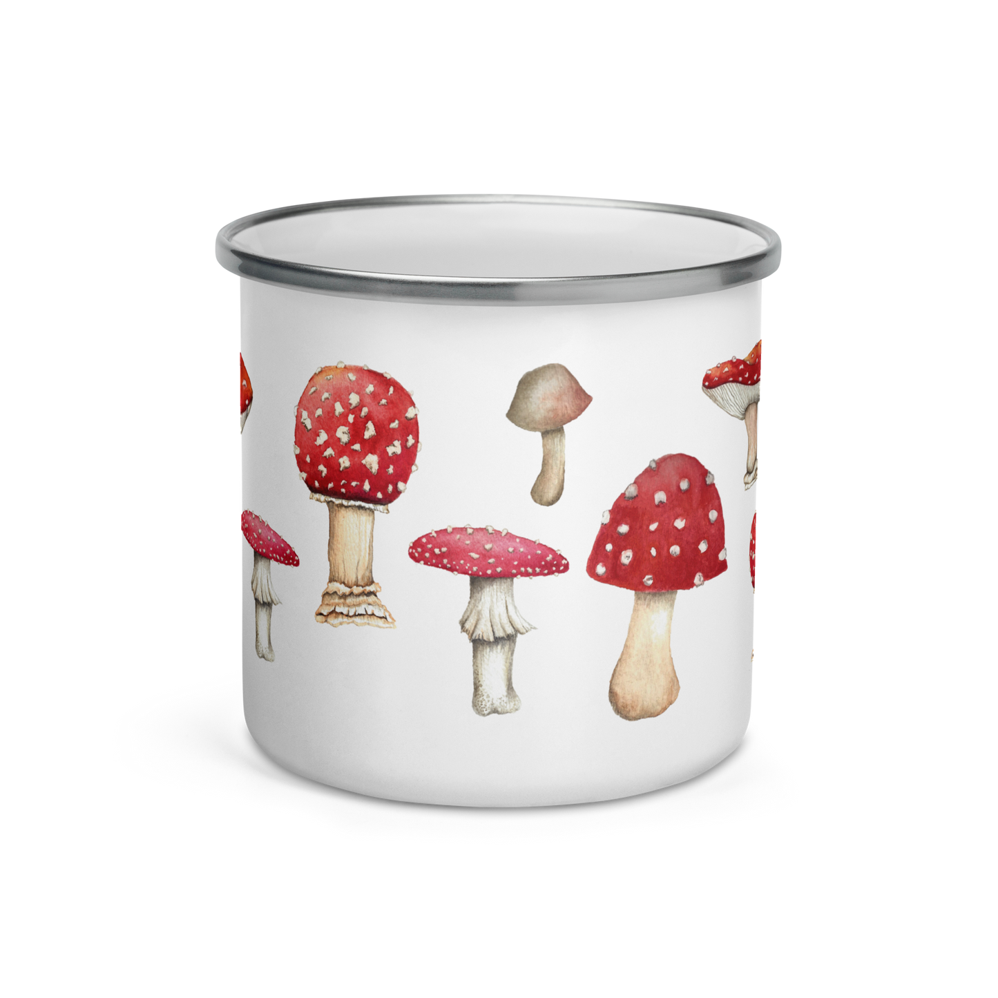 Enamel Mug with Botanical Print of Amanita Mushroom