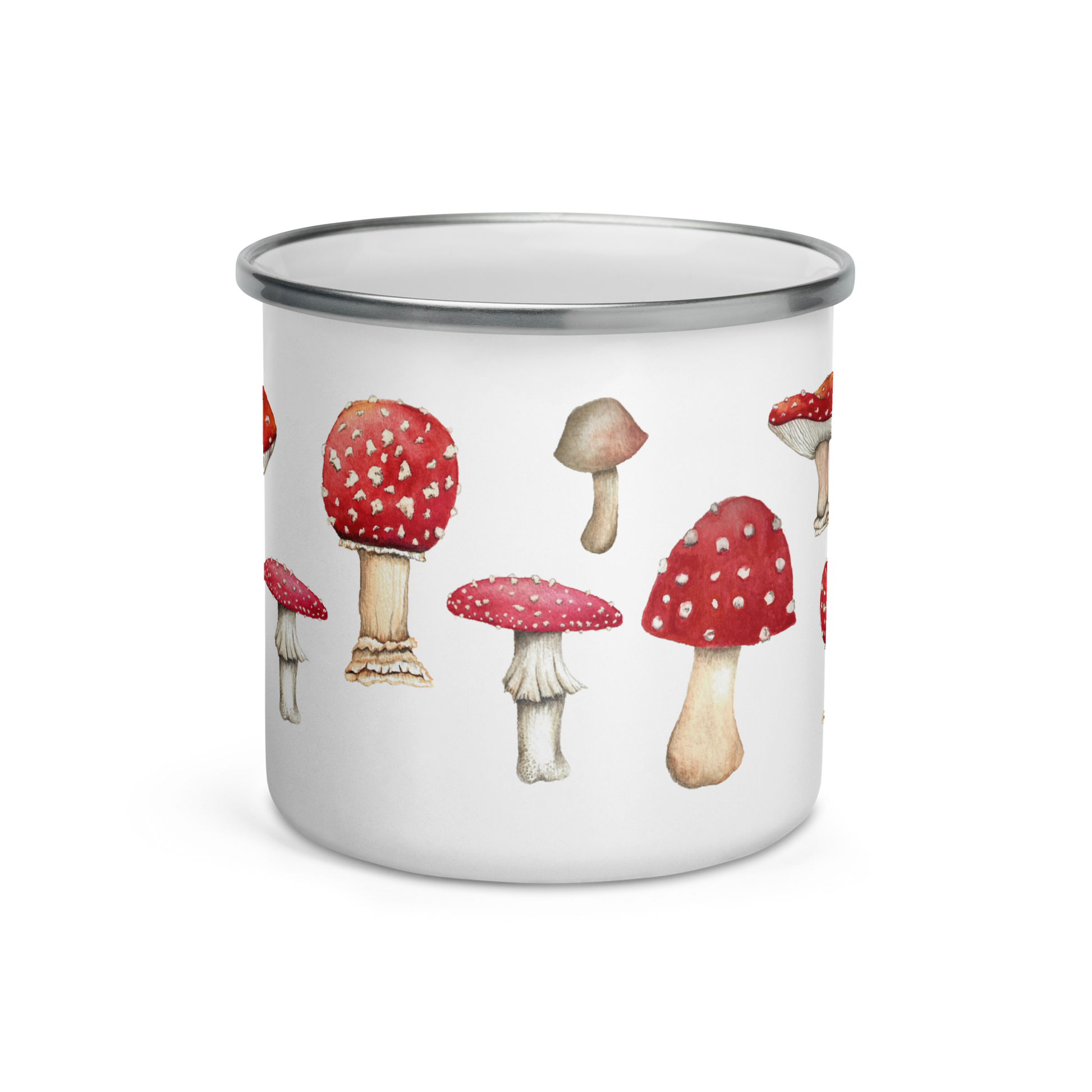 Enamel Mug with Botanical Print of Amanita Mushroom