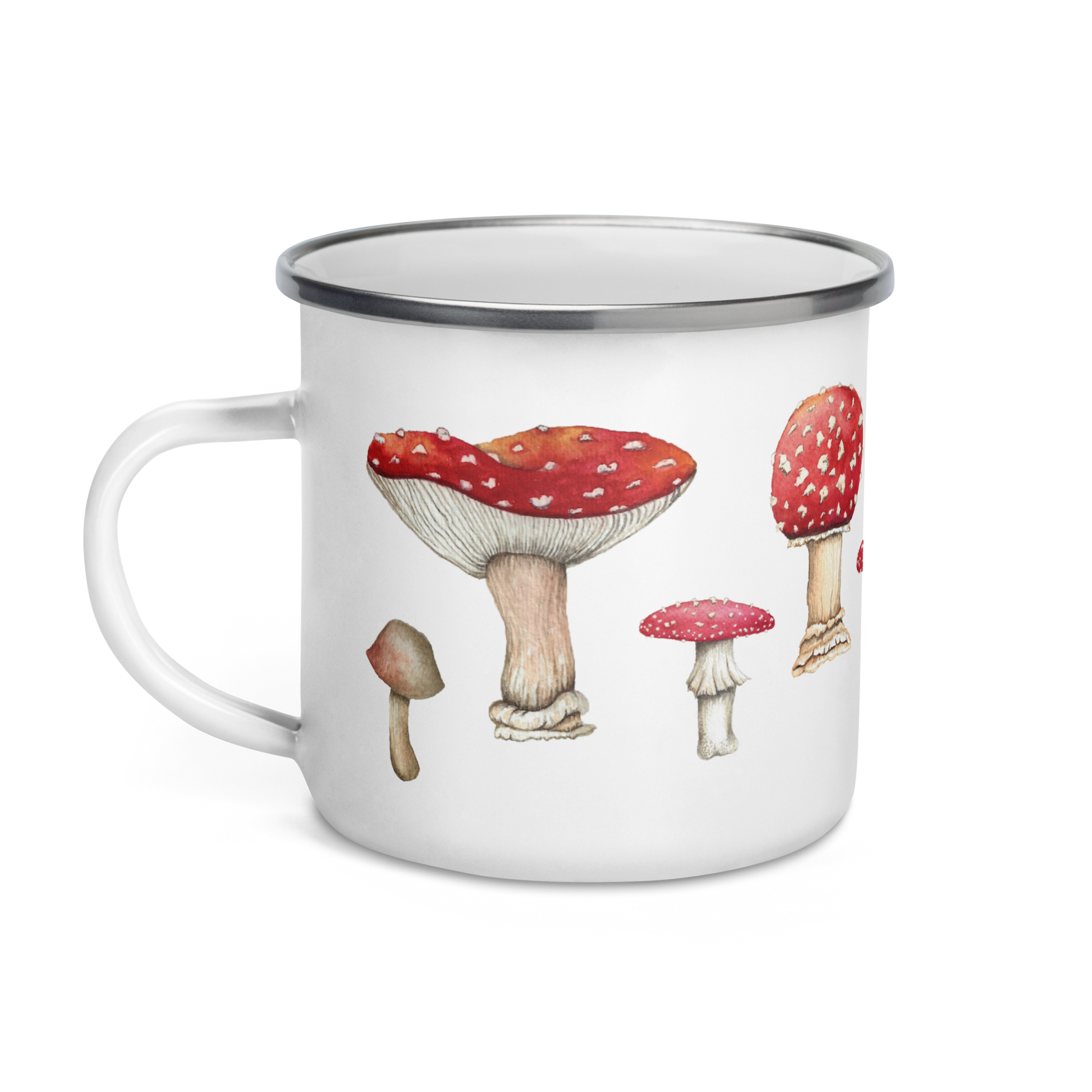 Enamel Mug with Botanical Print of Amanita Mushroom