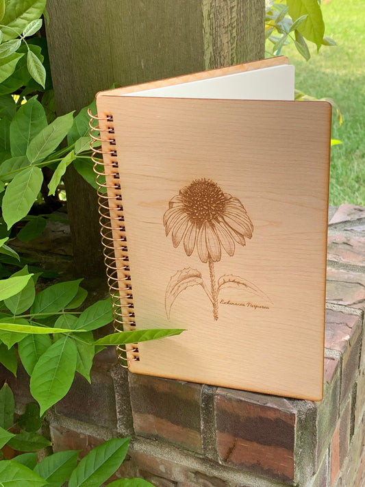 Wooden Watercolor Journal - Botanical - Echinacea