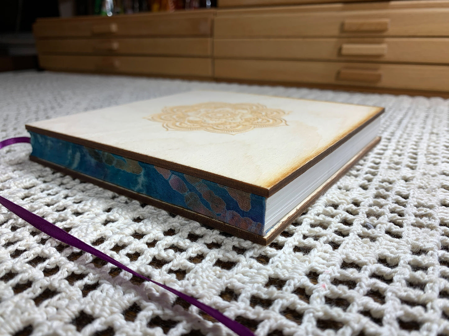 Art Journal with Wooden Cover and Engraved Mandala