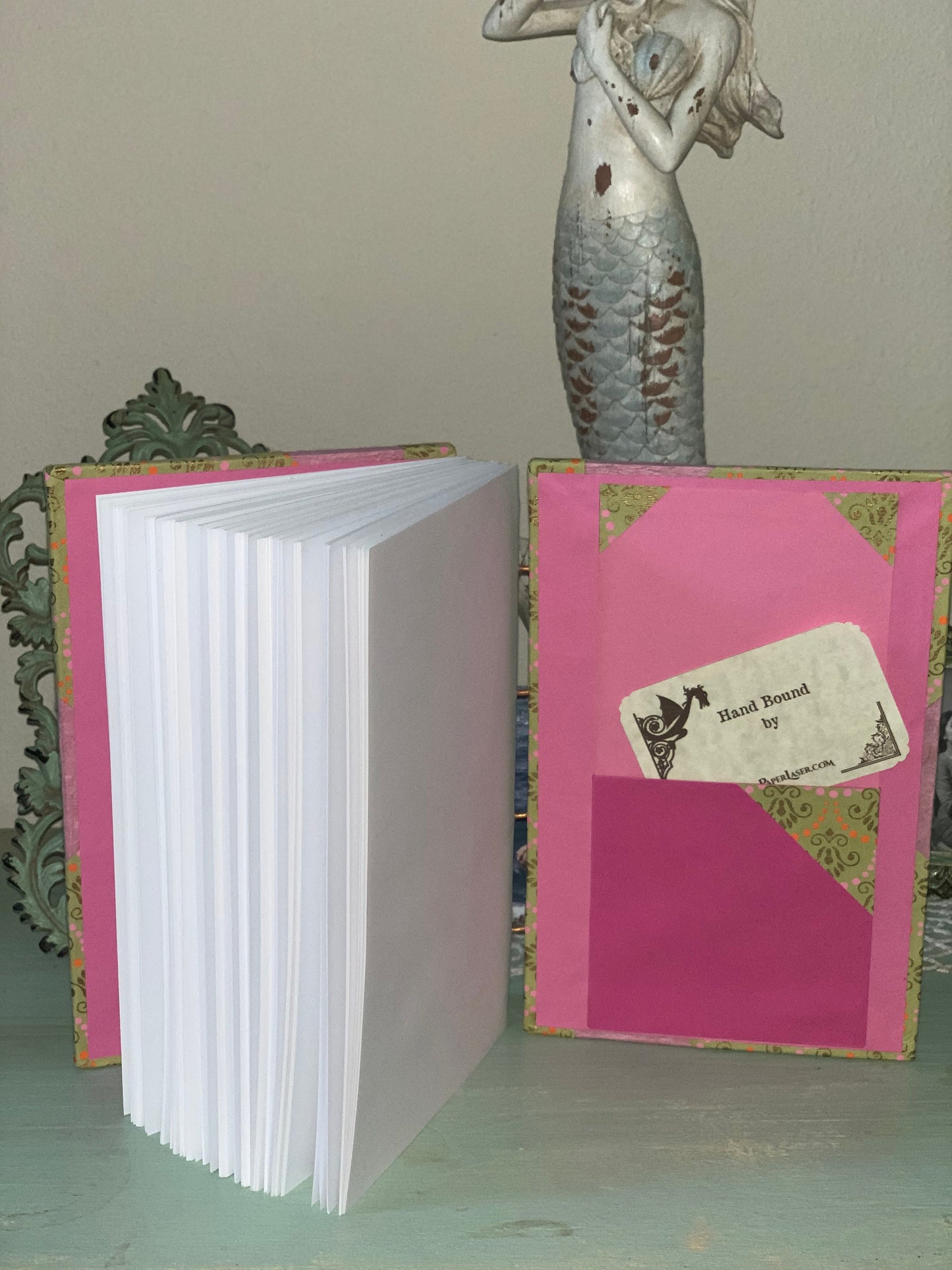 JOURNAL - Hand bound with Decorative Exposed Binding and Library Pocket