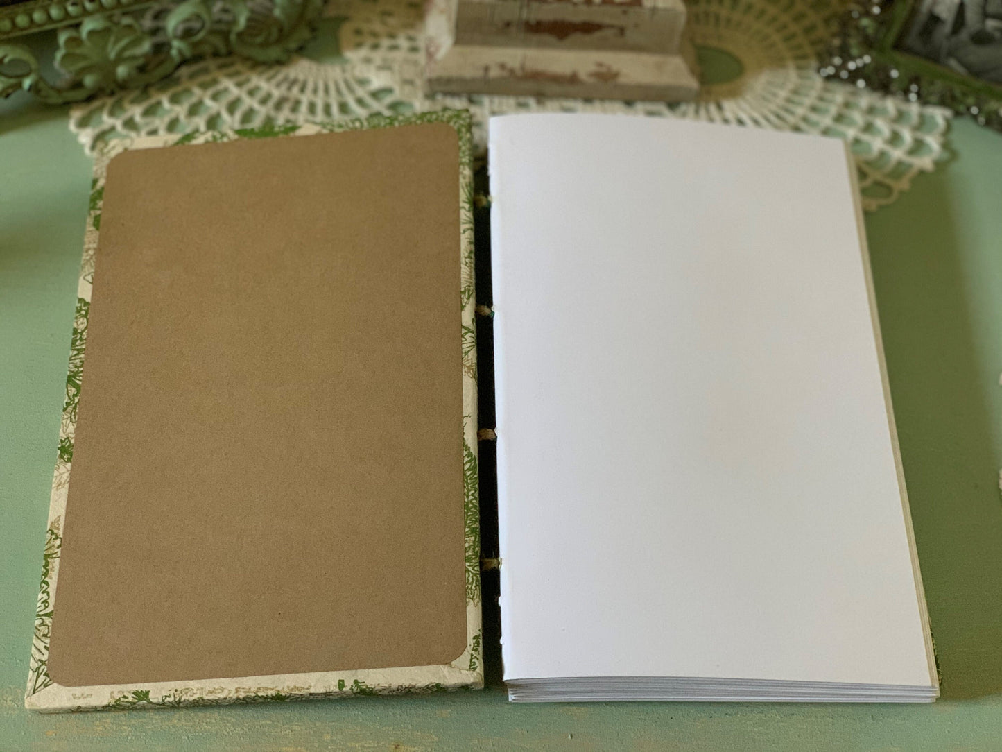 JOURNAL - Handbound with Decorative Exposed Binding and Fan Pocket