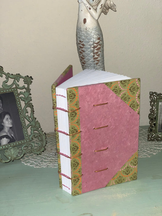 JOURNAL - Hand bound with Decorative Exposed Binding and Library Pocket