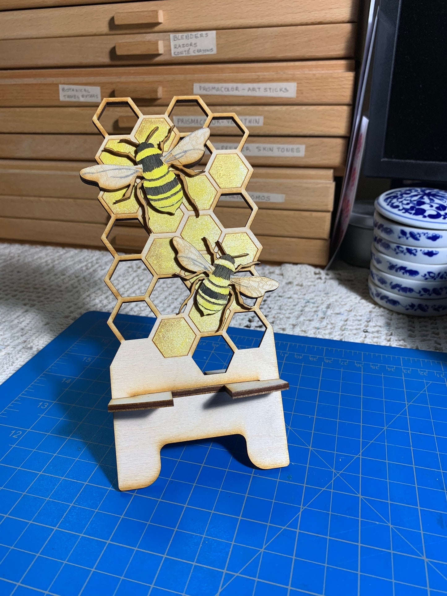 Customizable Honey Bee Cell Phone Stand