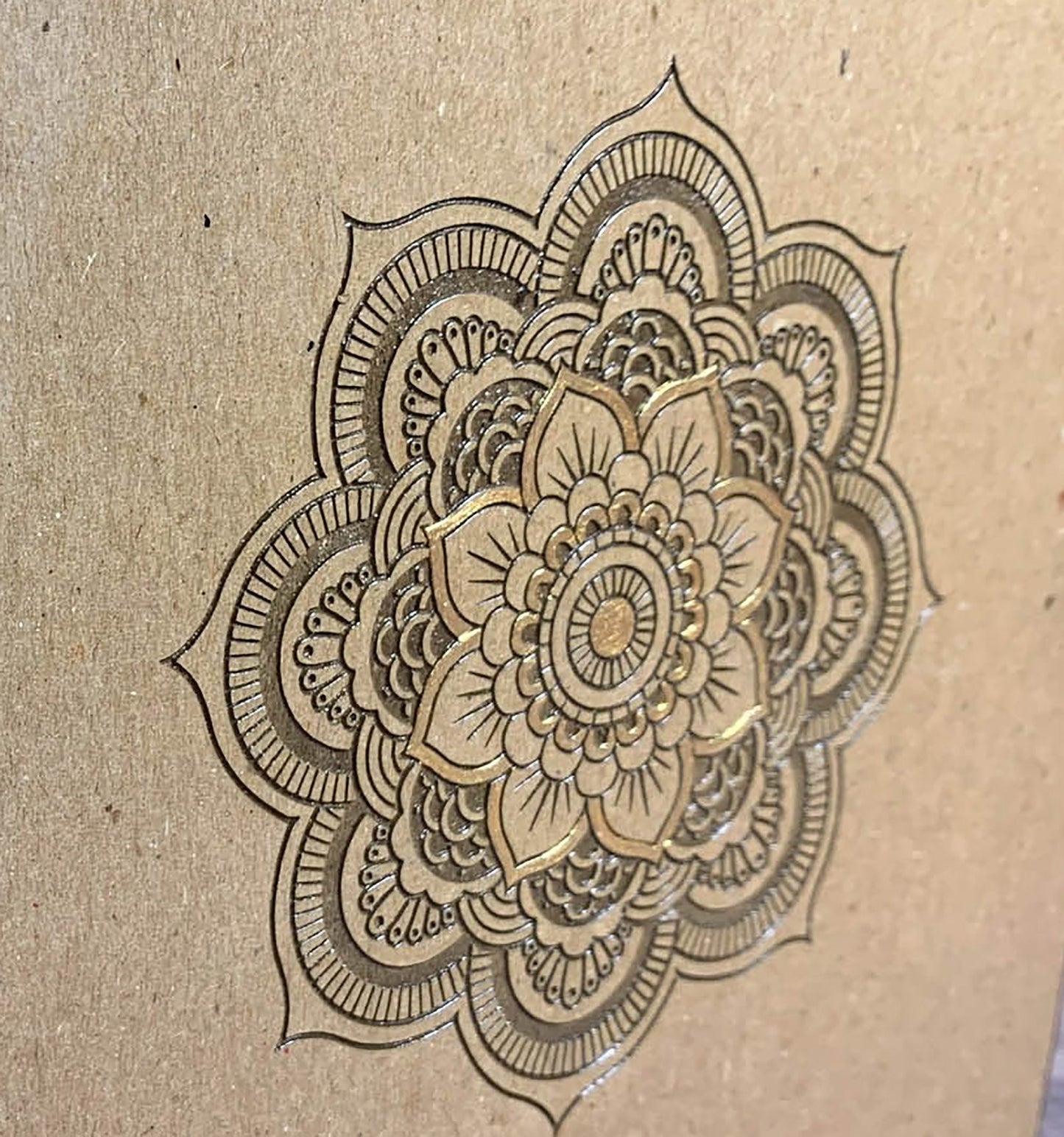 Handbound Watercolor Journal with Mandala Engraved on Chipboard Cover - Handbound Art Journal