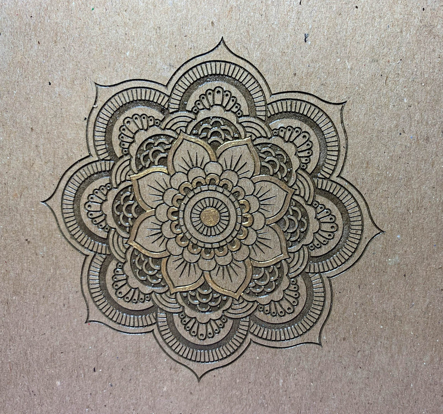 Handbound Watercolor Journal with Mandala Engraved on Chipboard Cover - Handbound Art Journal